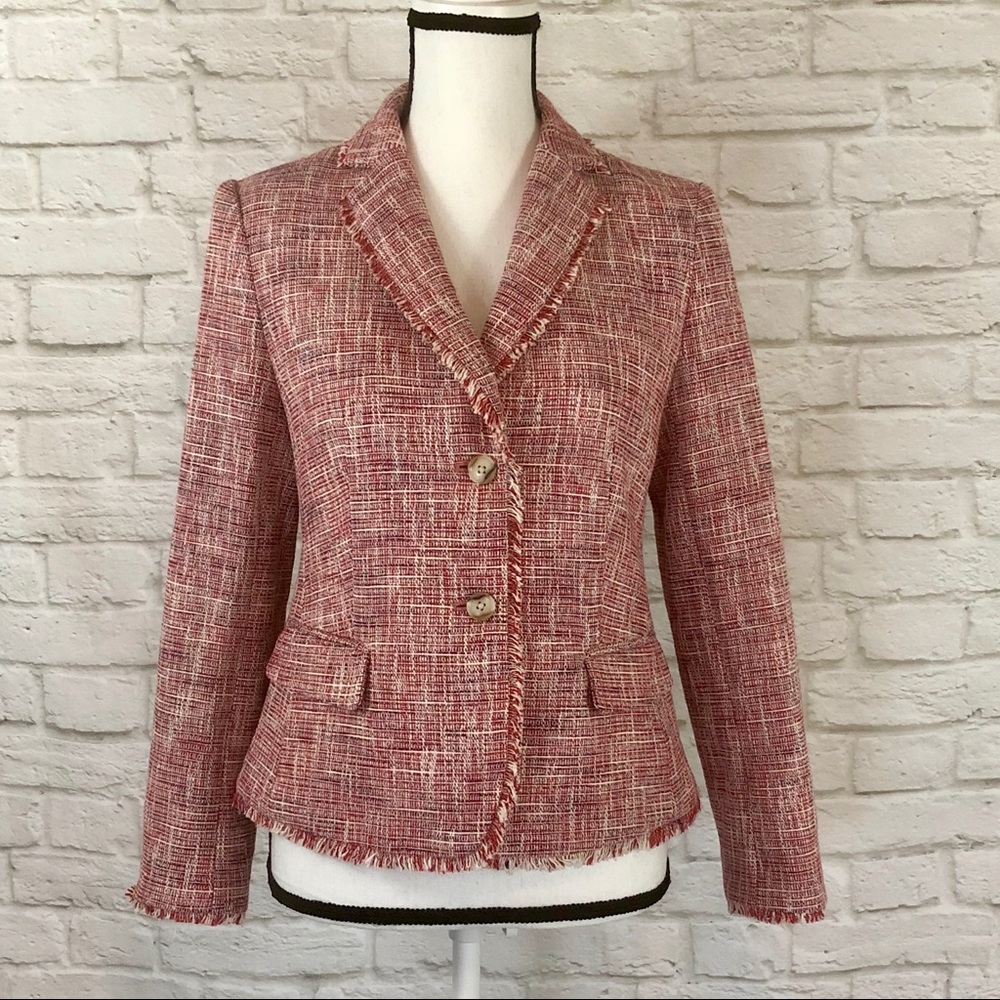Banana Republic Tweed Fringed Blazer